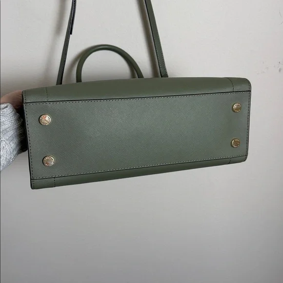 Michael Kors Rayne Saffiano Leather Satchel Olive Green - Picture 5 of 10